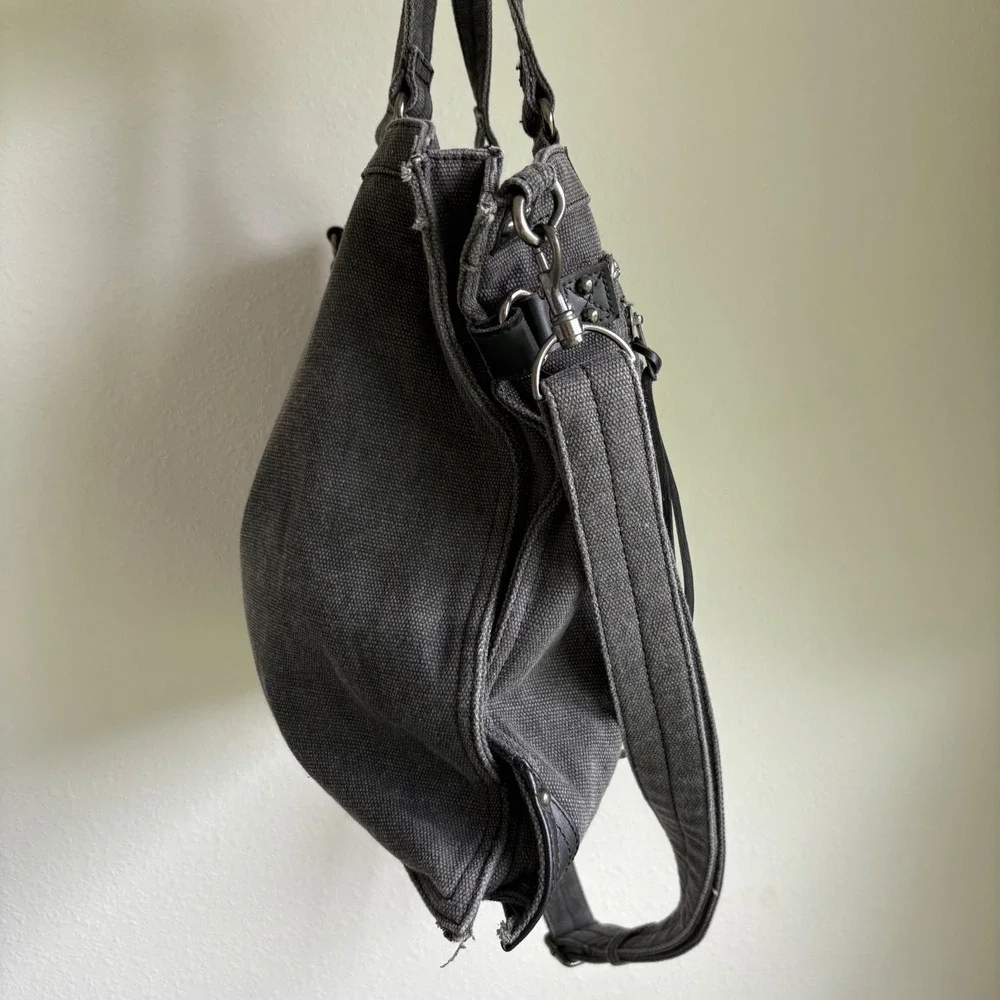 Rock Revival Grey Denim Canvas Messenger Tote Bag Crossbody Y2K Grunge